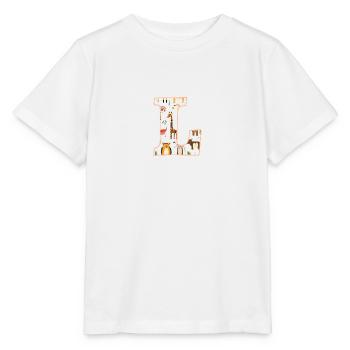 Buchstabe L, Monogramm, Tiermuster - Stanley/Stella Kinder T-Shirt MINI CREATOR  - Weiß - Vorne - Maike (125cm)