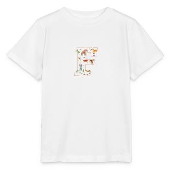 Letter F, Monogram, Animal Pattern - Stanley/Stella MINI CREATOR Kids’ T-Shirt - white - Front - Maike (125cm)