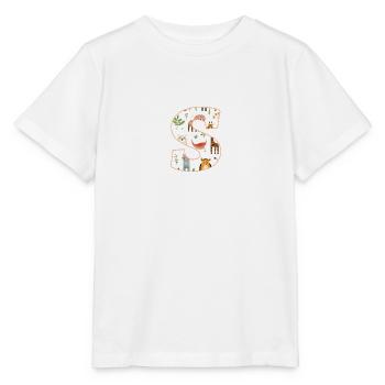 Letter S, Monogram, Animal Pattern - Stanley/Stella MINI CREATOR Kids’ T-Shirt - white - Front - Maike (125cm)