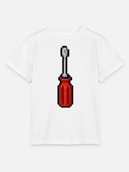 Pixel Schraubendreher Rot - Stanley/Stella Kinder T-Shirt MINI CREATOR - Weiß