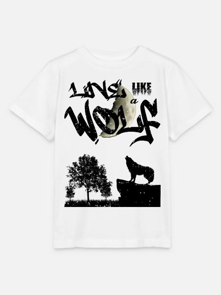 Lebe wie ein Wolf - Stanley/Stella Kinder T-Shirt MINI CREATOR  - Weiß