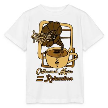 Kaffee und Musik ist Entspannung - Stanley/Stella Kinder T-Shirt MINI CREATOR  - Weiß - Vorne - Maike (125cm)