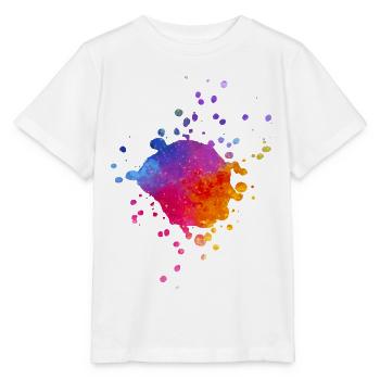 Éclaboussures de peinture colorées - Peinture à l’aquarelle dégradée - T-shirt bio MINI CREATOR Stanley/Stella Enfant - blanc - Devant - Maike (125cm)