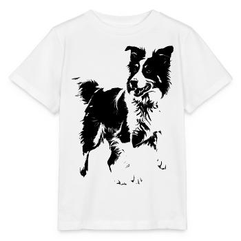 chien de race border collie - T-shirt bio MINI CREATOR Stanley/Stella Enfant - blanc - Devant - Maike (125cm)
