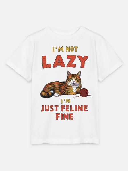 Not Lazy, Feline Fine - Stanley/Stella Kinder T-Shirt MINI CREATOR - Weiß