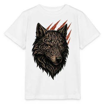 Portrait de loup tribal complexe - T-shirt bio MINI CREATOR Stanley/Stella Enfant - blanc - Devant - Maike (125cm)