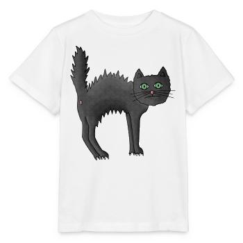 Anxious cat with bristling fur - Stanley/Stella MINI CREATOR Kids’ T-Shirt - white - Front - Maike (125cm)