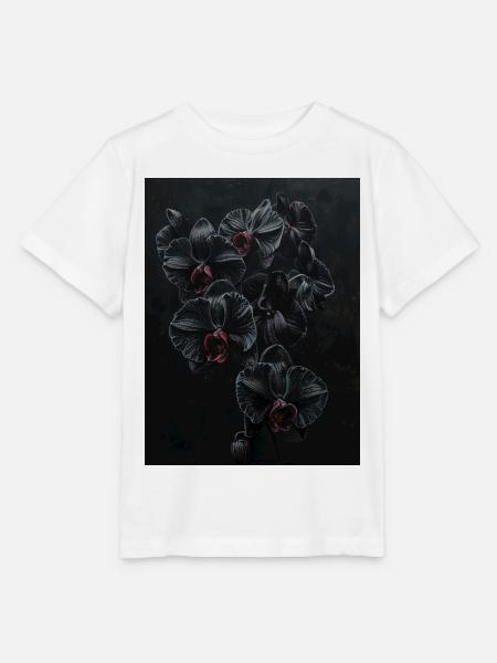 Schwarze  Gothic Orchideen  - Stanley/Stella Kinder T-Shirt MINI CREATOR  - Weiß