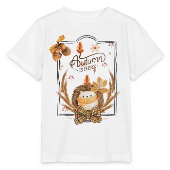 Herbst Igel Blätter Rahmen - Stanley/Stella Kinder T-Shirt MINI CREATOR  - Weiß - Vorne - Maike (125cm)