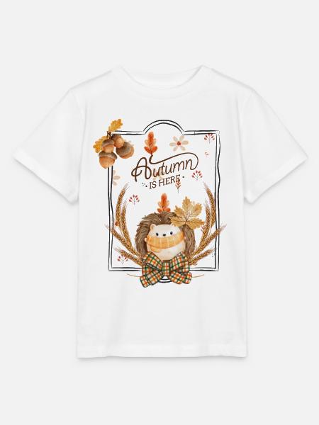 Herbst Igel Blätter Rahmen - Stanley/Stella Kinder T-Shirt MINI CREATOR  - Weiß