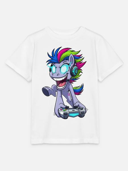 Funkelnder Gaming Pegasus mit Kopfhörer - Stanley/Stella Kinder T-Shirt MINI CREATOR - Weiß