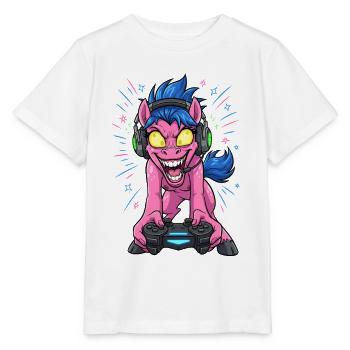 Gamer Pony Neon Headset avec Lightning Colors Gaming - T-shirt bio MINI CREATOR Stanley/Stella Enfant - blanc - Devant - Maike (125cm)