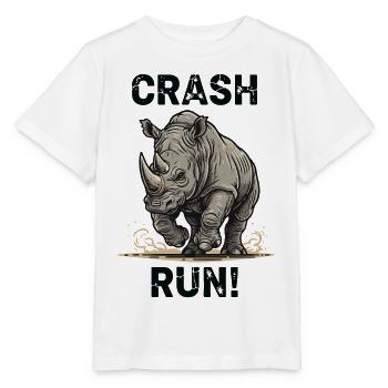 Wild Rhinoceros Crash Run - Stanley/Stella Kinder T-Shirt MINI CREATOR  - Weiß - Vorne - Maike (125cm)