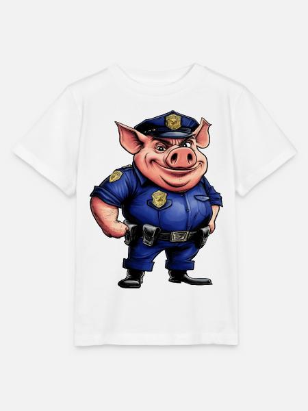 Schwein Polizist - Stanley/Stella Kinder T-Shirt MINI CREATOR - Weiß