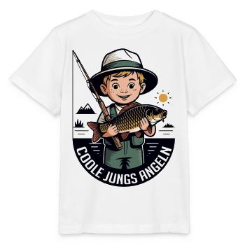 Coole Jungs Angeln Cartoon Motiv - Stanley/Stella Kinder T-Shirt MINI CREATOR  - Weiß - Vorne - Maike (125cm)