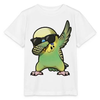 Dabbing Wellensittich gruen - Stanley/Stella Kinder T-Shirt MINI CREATOR  - Weiß - Vorne - Maike (125cm)