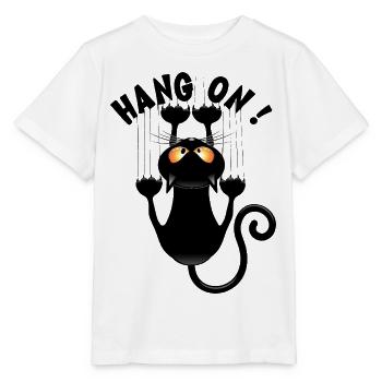 "HANG ON !" Funny Cat Meme Hanging on - Stanley/Stella MINI CREATOR Kids’ T-Shirt - white - Front - Maike (125cm)