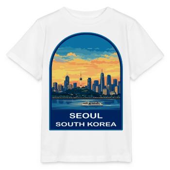 Seoul South Korea Skyline Retro Sunset Badge - Stanley/Stella MINI CREATOR Kids’ T-Shirt - white - Front - Maike (125cm)