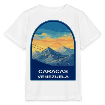 Caracas Venezuela Cable Car Retro Sunset Travel Ba - Stanley/Stella MINI CREATOR Kids’ T-Shirt - white - Front - Maike (125cm)