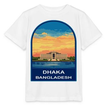 Insigne rétro du coucher de soleil du Parlement du Bangladesh de Dhaka - T-shirt bio MINI CREATOR Stanley/Stella Enfant - blanc - Devant - Maike (125cm)