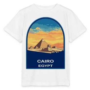 Cairo Egypt Pyramids Sphinx Retro Sunset Badge - Stanley/Stella MINI CREATOR Kids’ T-Shirt - white - Front - Maike (125cm)