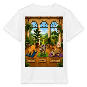 Zusammengebrochenes Faultier – Lustiges Yoga Shirt - Stanley/Stella Kinder T-Shirt MINI CREATOR  - Weiß - Vorne - Maike (125cm)