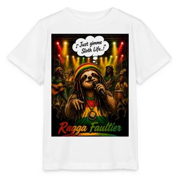 Paresseux ragga – Juste donne-moi la vie de paresse, motif musical - T-shirt bio MINI CREATOR Stanley/Stella Enfant - blanc - Devant - Maike (125cm)