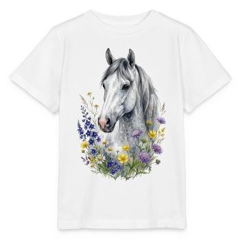 Moisissure grise avec fleurs sauvages - T-shirt bio MINI CREATOR Stanley/Stella Enfant - blanc - Devant - Maike (125cm)