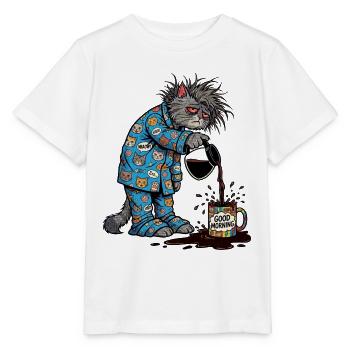 Good Morning Cat - Stanley/Stella MINI CREATOR Kids’ T-Shirt - white - Front - Maike (125cm)