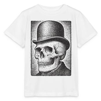 Crâne avec chapeau melon - T-shirt bio MINI CREATOR Stanley/Stella Enfant - blanc - Devant - Maike (125cm)