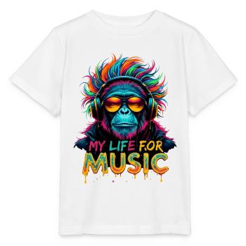 Chimpanzé coloré – Ma vie pour la musique - T-shirt bio MINI CREATOR Stanley/Stella Enfant - blanc - Devant - Maike (125cm)