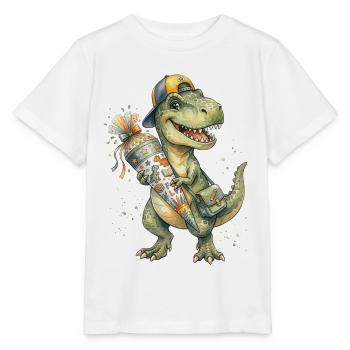 T-Rex aquarelle drôle pour la rentrée scolaire - T-shirt bio MINI CREATOR Stanley/Stella Enfant - blanc - Devant - Maike (125cm)