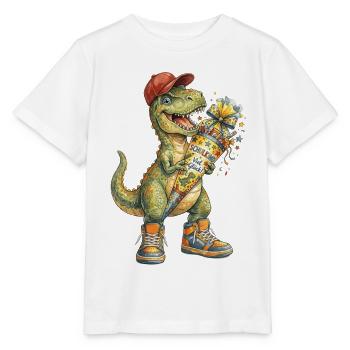 Cool watercolor T-Rex for back-to-school - Stanley/Stella MINI CREATOR Kids’ T-Shirt - white - Front - Maike (125cm)