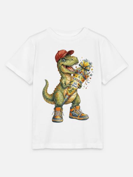 Cooler Aquarell T-Rex für den Schulanfang - Stanley/Stella Kinder T-Shirt MINI CREATOR  - Weiß