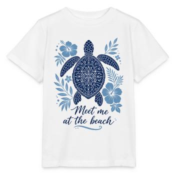 Meet me at the Beach – Schildkröte im Mandala-Stil - Stanley/Stella Kinder T-Shirt MINI CREATOR  - Weiß - Vorne - Maike (125cm)