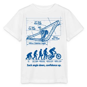 MTB Evolution Blueprint: Full Suspension Downhill - Stanley/Stella MINI CREATOR Kids’ T-Shirt - white - Front - Maike (125cm)