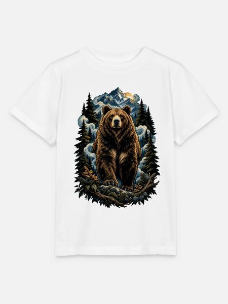 Bär im Bergwald – Natur-Tierkunst - Stanley/Stella Kinder T-Shirt MINI CREATOR - Weiß