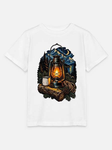 Lagerfeuer-Laterne am Bergsee - Stanley/Stella Kinder T-Shirt MINI CREATOR  - Weiß