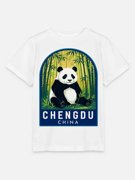 Chengdu China-Riesenpanda-Bambuswaldabzeichen - Stanley/Stella Kinder T-Shirt MINI CREATOR - Weiß