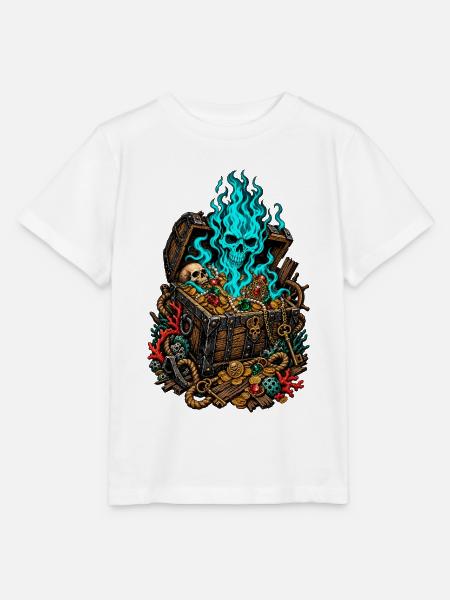 Blaues Flammen-Tresor - Stanley/Stella Kinder T-Shirt MINI CREATOR  - Weiß