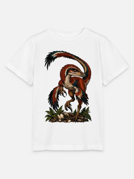 Bunter Urvogel-Raptor auf Dunkel - Stanley/Stella Kinder T-Shirt MINI CREATOR - Weiß