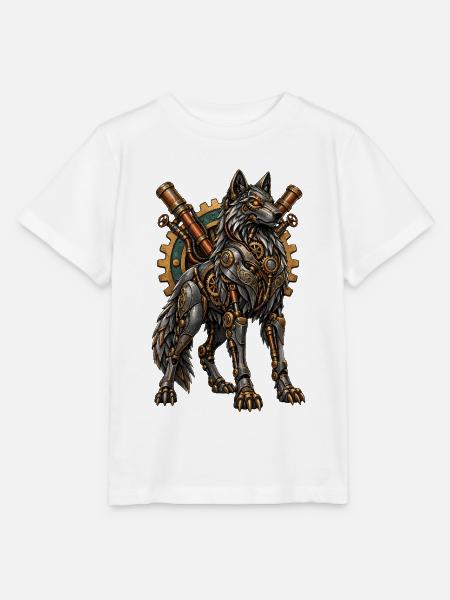 Steampunk-Wolf mit Zahnrädern - Stanley/Stella Kinder T-Shirt MINI CREATOR - Weiß