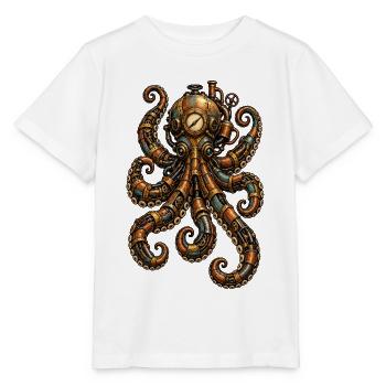 Steampunk Oktopus Uhrwerk - Stanley/Stella Kinder T-Shirt MINI CREATOR  - Weiß - Vorne - Maike (125cm)