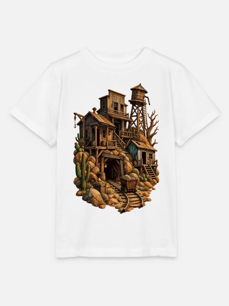 Wüsten-Holzstadt am Gleis - Stanley/Stella Kinder T-Shirt MINI CREATOR - Weiß