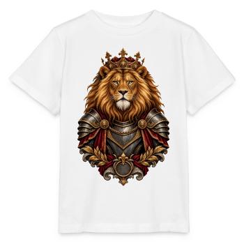 Königslöwe im Rüstungsdesign - Stanley/Stella Kinder T-Shirt MINI CREATOR  - Weiß - Vorne - Maike (125cm)