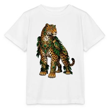 Dschungel Leopard mit Goldschmuck - Stanley/Stella Kinder T-Shirt MINI CREATOR  - Weiß - Vorne - Maike (125cm)