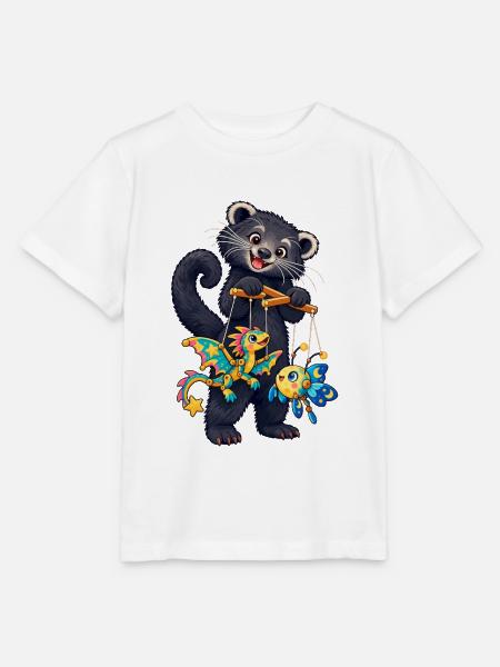 Binturong mit bunten Fadenfiguren - Stanley/Stella Kinder T-Shirt MINI CREATOR  - Weiß