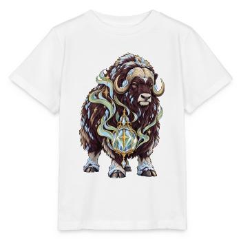 Moschusochse mit Polarlicht-Frostlaterne - Stanley/Stella Kinder T-Shirt MINI CREATOR  - Weiß - Vorne - Maike (125cm)