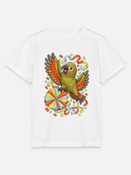 Kea mit Papierrosette und Konfetti - Stanley/Stella Kinder T-Shirt MINI CREATOR - Weiß