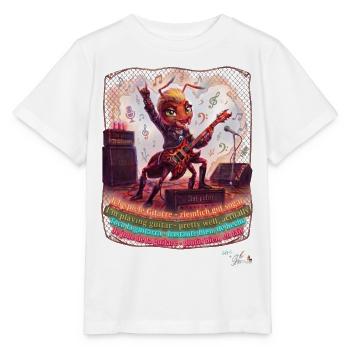 Ameise MALÚ Rock Gitarre E-Gitarre Band Pop Art - Stanley/Stella Kinder T-Shirt MINI CREATOR  - Weiß - Vorne - Maike (125cm)